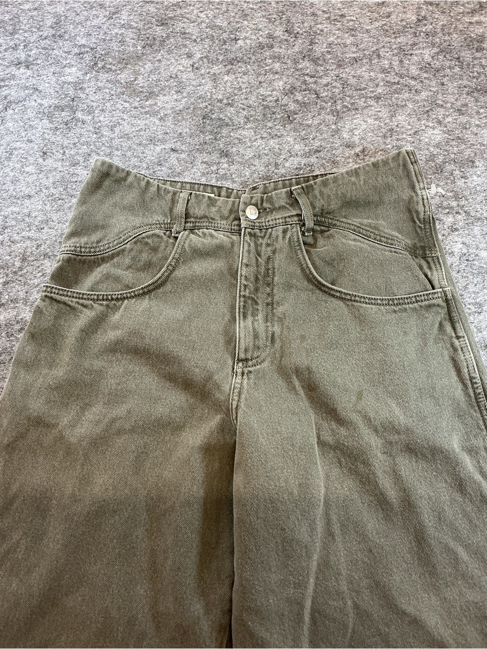 Zara Wide-Leg Utility Pants in Olive Green Size 30 - Picture 2 of 4